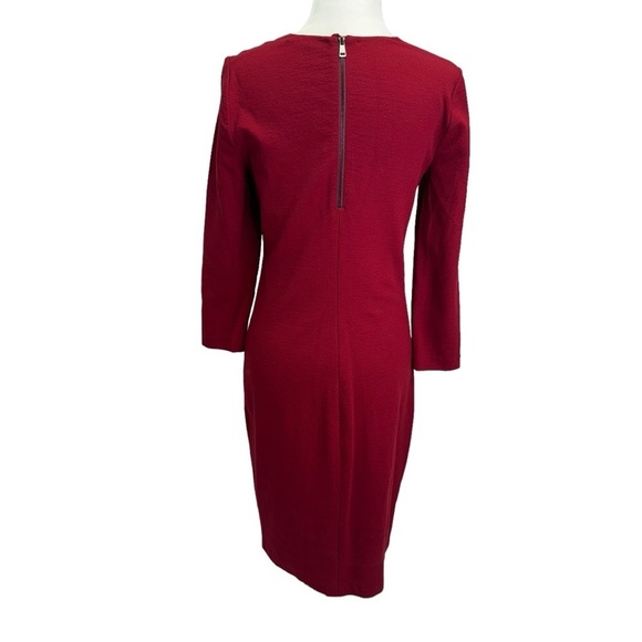 Vince Burgundy Red Shift Dress 3/4 Sleeves Round Neck Size S - Picture 8 of 14